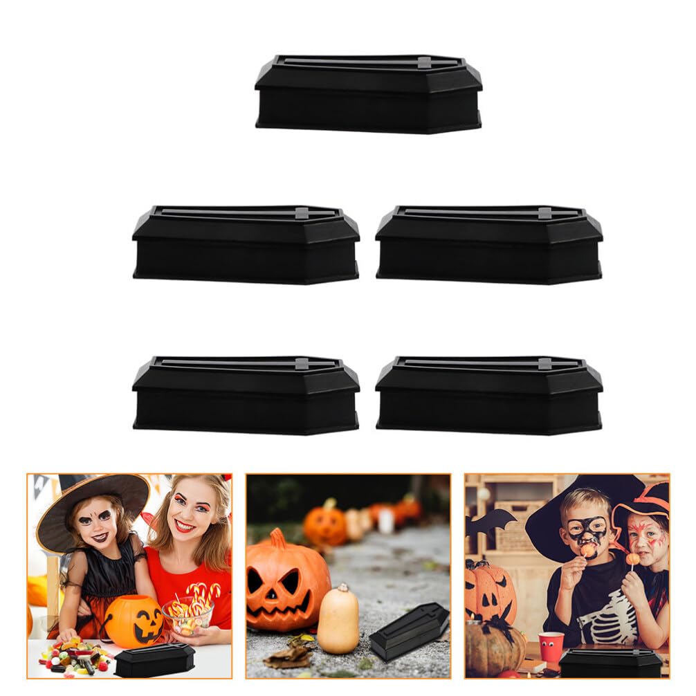 Coffin Model:14Pcs Halloween Treat Boxes with Lid Unique Black Coffin Design for Candy Halloween Party Favors Kids Spooky Decorations