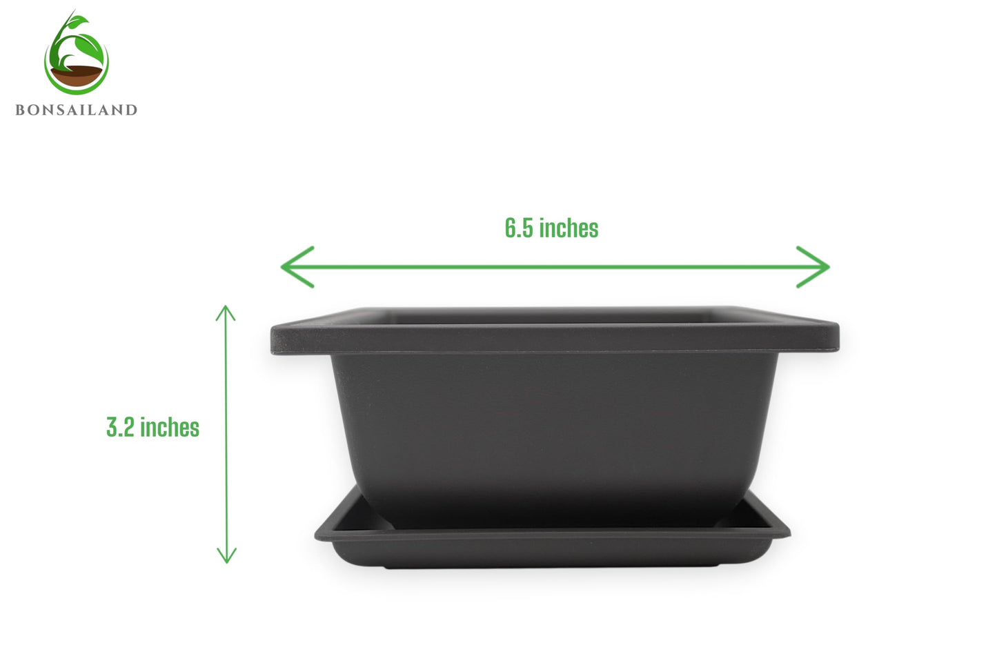 Bonsai Training Containers with Humidity Trays, 6.5 Inch Square Plastic Planter Pots for Garden, 3 Pack for Succulents, Small Flowers and Plants