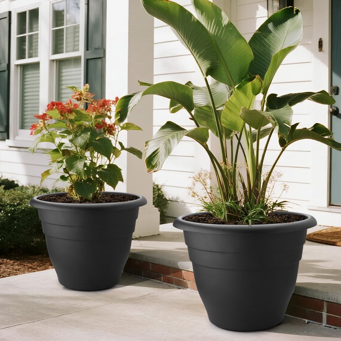 RooTrimmer 3 Pack 20 Inch Large Plant Pots for Outdoor,Heavy Duty Extra Large Deep Garden Planter with Drainage Holes,Sturdy Textured Black Flower Pot for Trees,Shrubs,Patio,Lawn