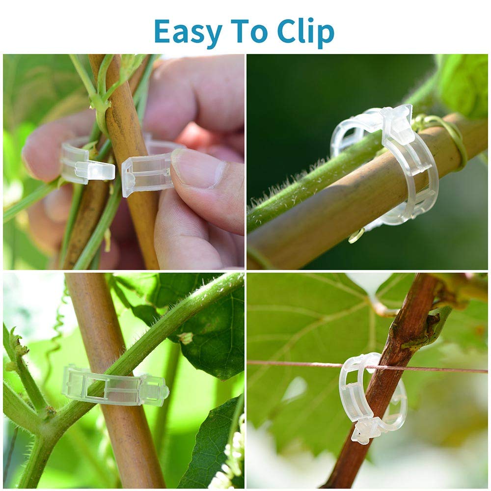300Pcs Plastic Plant Clip, Plastic Trellis Plant Support Clips for Support, Garden Clips for Climbing Plants, Plastic Trellis Clips Plant Support Clips Vegetables Grape Vine Tomato Plant Fixing Clips