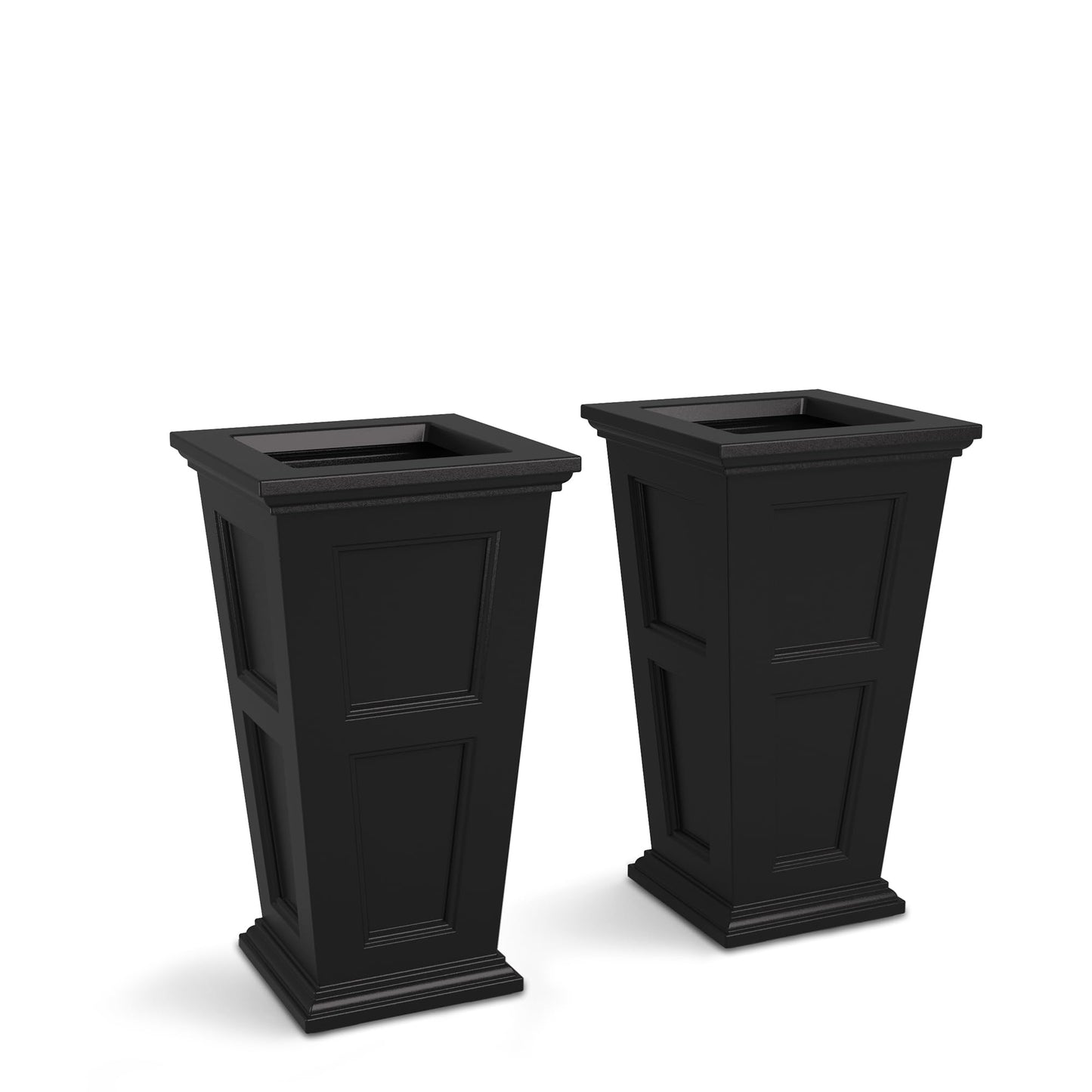 Mayne Fairfield 28-Inch Tall Planter, 2-Pack – Self-Watering, Weather-Resistant Planter for Flowers – Durable Outdoor Design for Patio, Porch, or Entryway