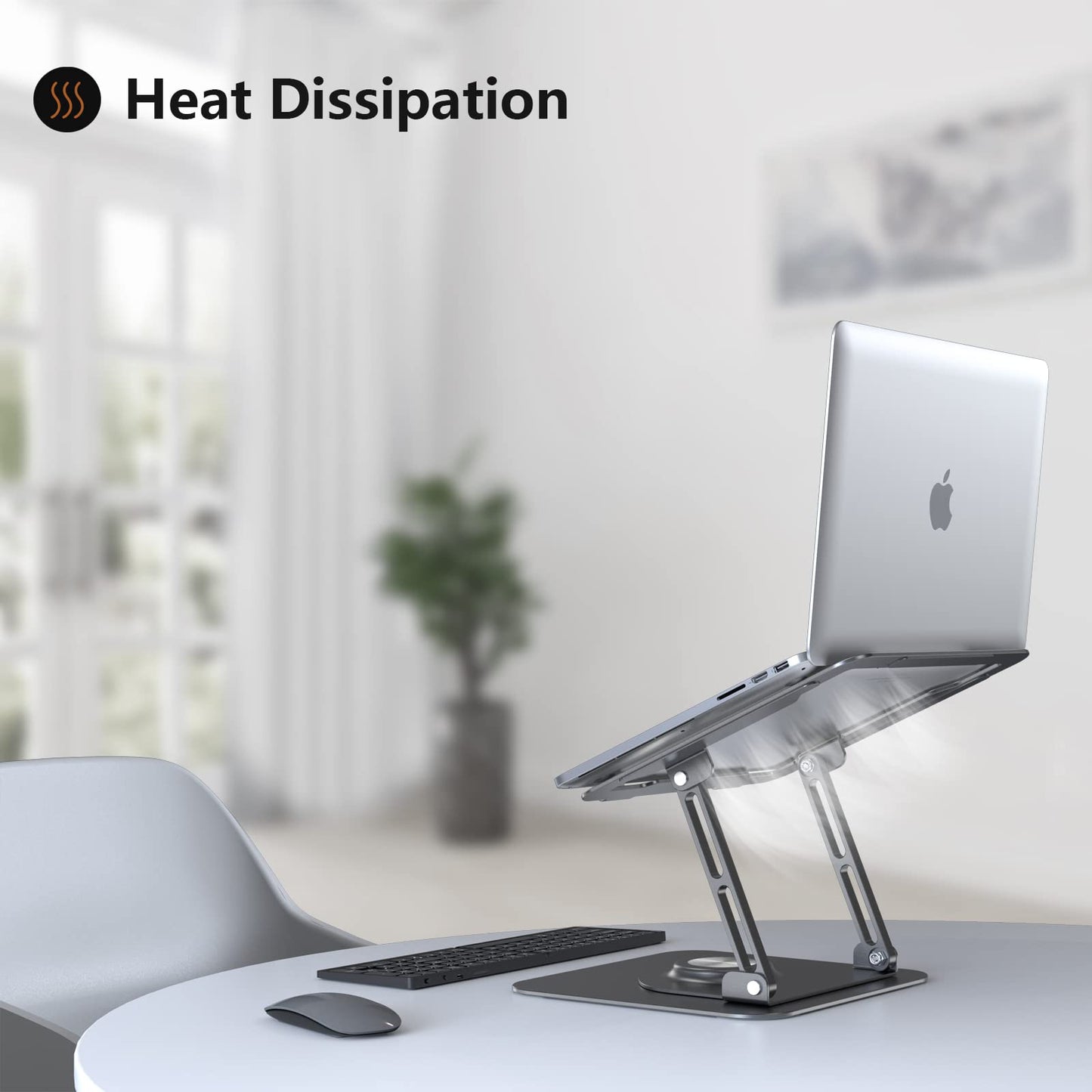 JOYEKY Laptop Stand for Desk, Adjustable Computer Stand with 360° Rotating Base, Ergonomic Laptop Riser for Collaborative Work, Foldable & Portable Laptop Stand, fits for All 10-16" Laptops (Grey)