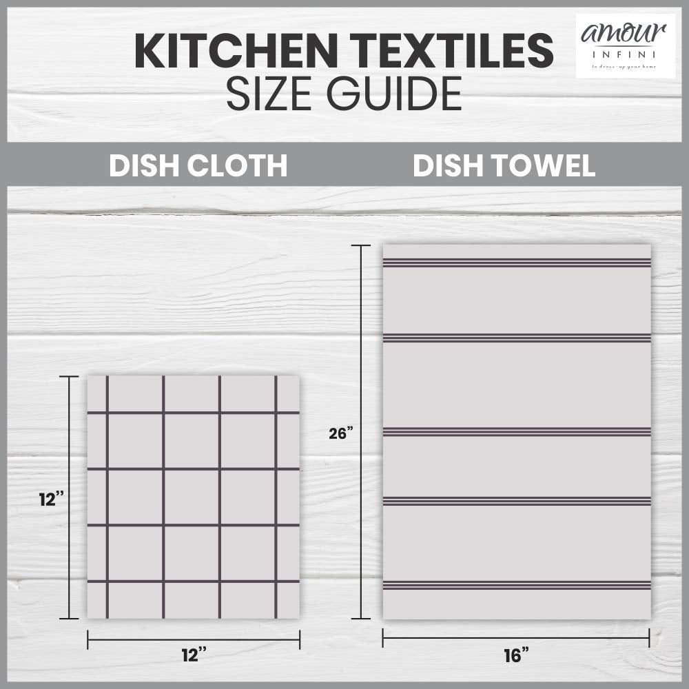AMOUR INFINI Cotton Kitchen Dish Cloths Set of 8 – Highly Absorbent, Super Soft Premium Terry Cleaning Cloth (12"x12" Inch) Premium Dishcloths for Washing Dishes (Green)