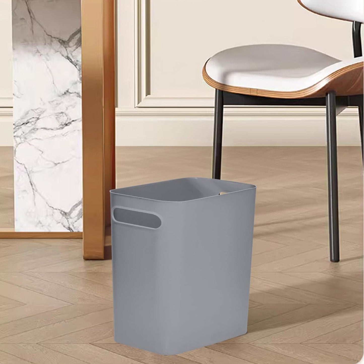 VKPLITE Versatile 1.8 Gallon Plastic Trash Can - The Compact Bin for Bathroom, Kitchen, or Home Office - Grey