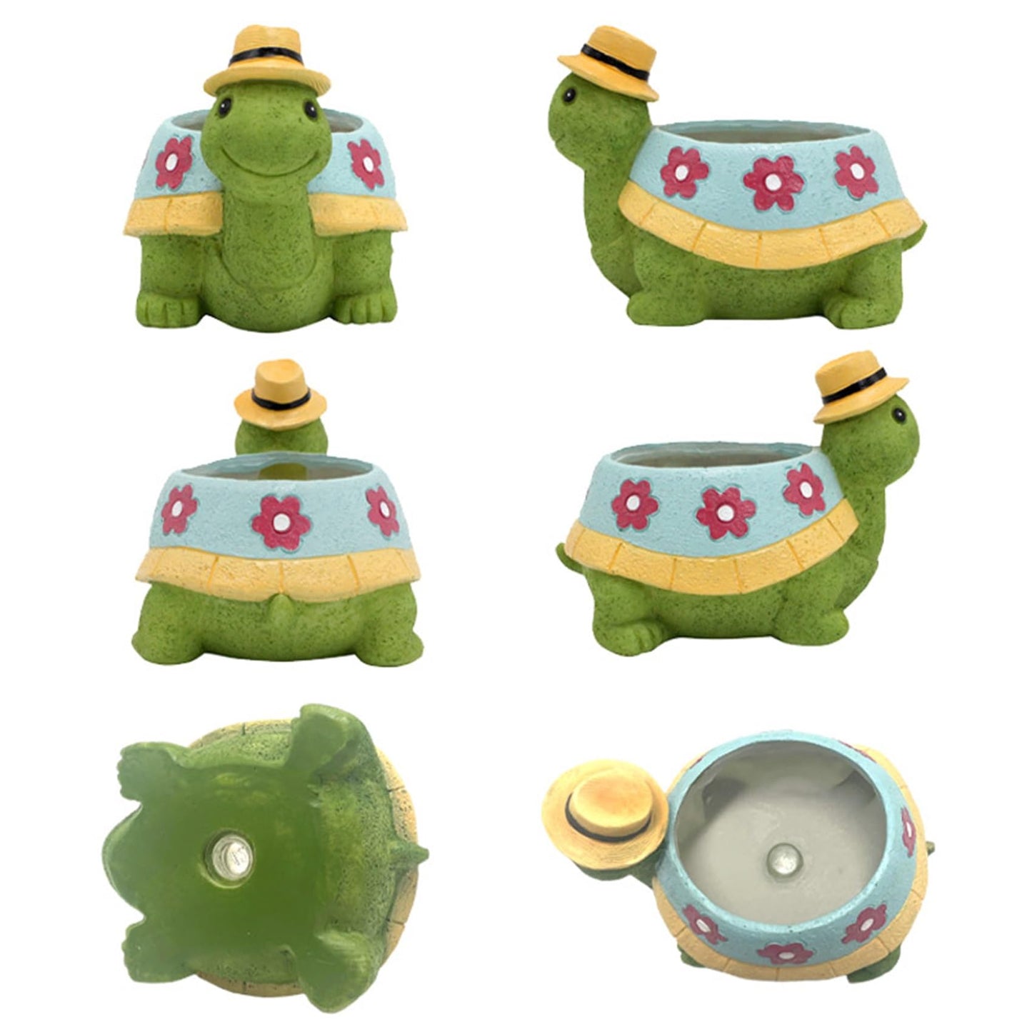 HVEST Small Turtle Planter Pot, Cute Green Animal Garden Pots, Resin Flowerpot Succulent Pots for Family Friends, Funny Unique Planters for Indoor Home Office Desktop Decoration
