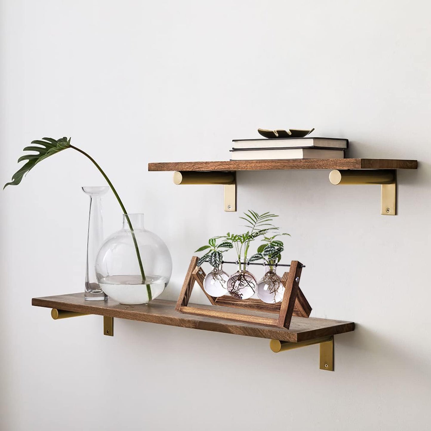 Kingbuy Plant Propagation Station – 3 Glass Bulb Vases with Wooden Stand, Boho Desktop Terrarium for Hydroponics Home Office Window Sill Decor, Unique Gift for Women Plant Lovers