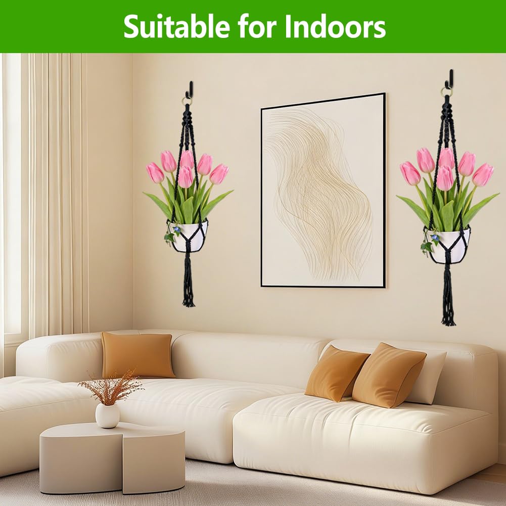 Jaxbo Macrame Plant Hangers 2 Pack Indoor Outdoor Hanging Planter Basket Handmade Rope Hanging Plant Holder for Indoor Outdoor Boho Home Decor 41 Inch, White