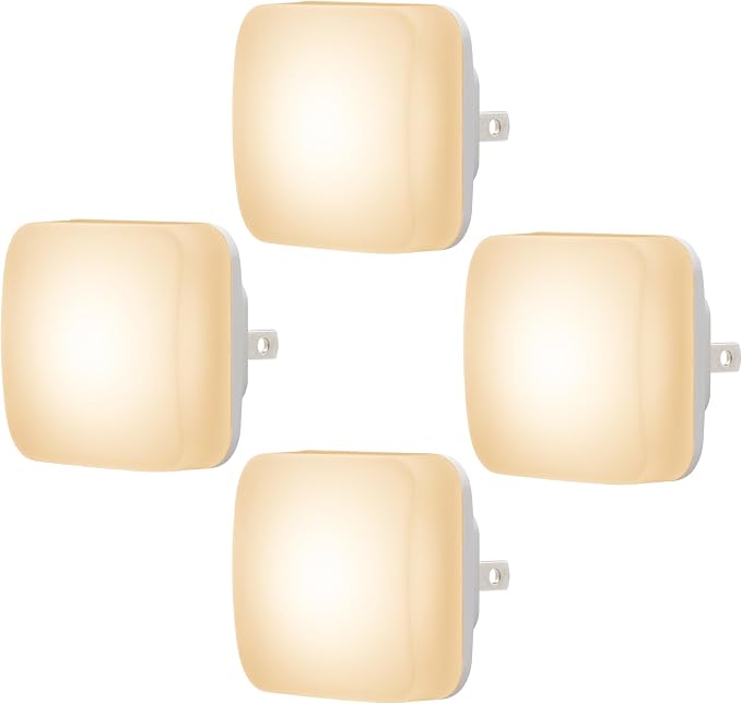 Energizer Night Lights Plug into Wall, 4-Pack, LED Plug in Nightlight, Soft Warm White, Dusk to Dawn Sensor, Adults, Kids, Bedroom, Bathroom, Nursery, Hallway, Kitchen, ETL Safety Listed, 85623