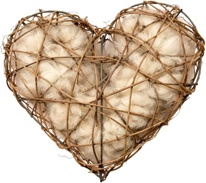 Alpaca 8 oz Bird Nesting Material Refill, Natural Fleece Hearts for Backyard Birds, Handmade in Montana (5" Heart)