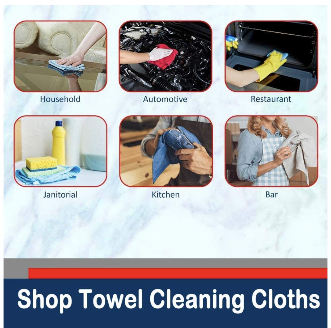 Simpli-Magic Cotton Shop Towels 14"x12" (500 Pack) – Reusable Cleaning Shop Rags for Automobiles, Industries, Garage and Homes (Red)