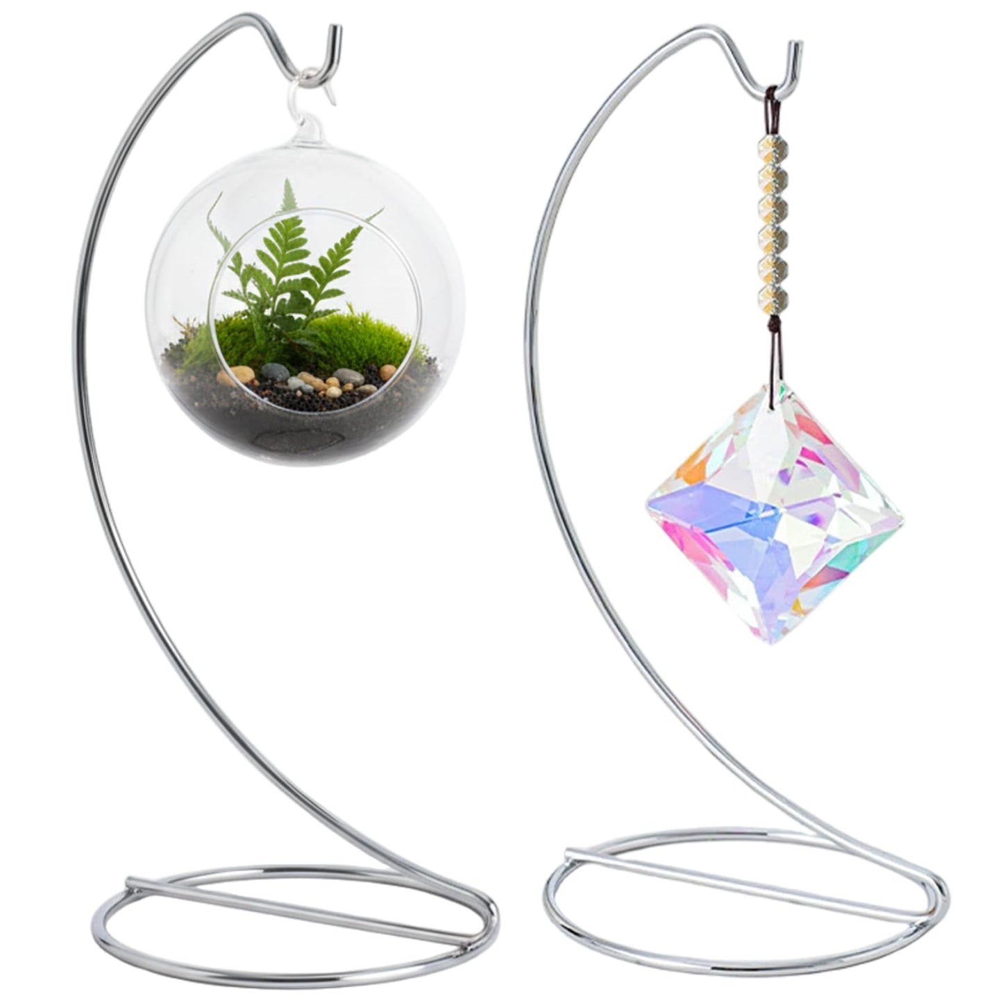 Pineeseatile 2PCS Ornament Hangers Display Stand 9.1" Height Iron Glass Ornament Display Stand for Air Plant Holder Terrariums Crystal Ball Wedding Home Office