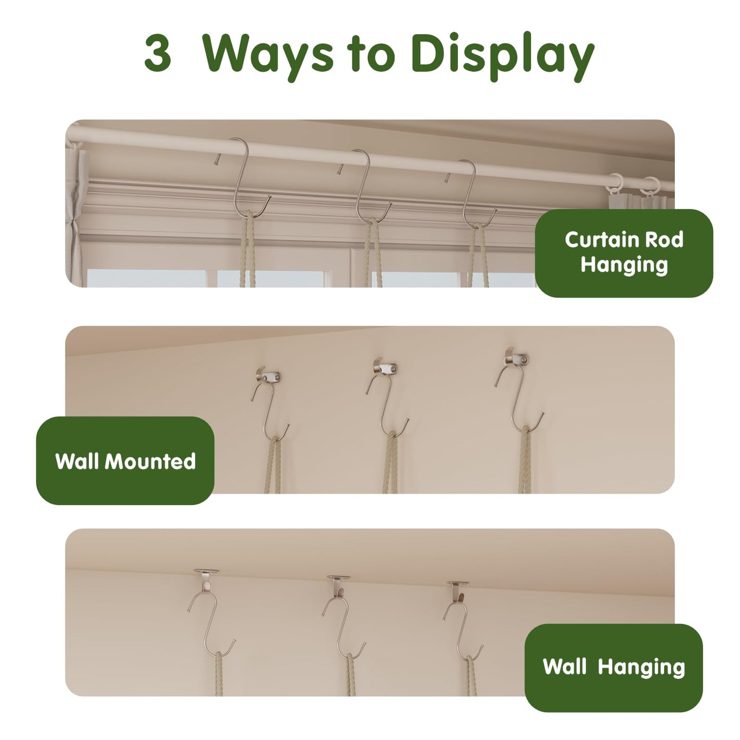 Window Plant Shelves, 8 Tier Window Sill Shelf for Plants, Macrame Hanging Plant Stand Indoor, Plant Hanger Floating Shelves, Window Plants Holder Boho Decor Living Room Bedroom Wall Decor (2 Pack)