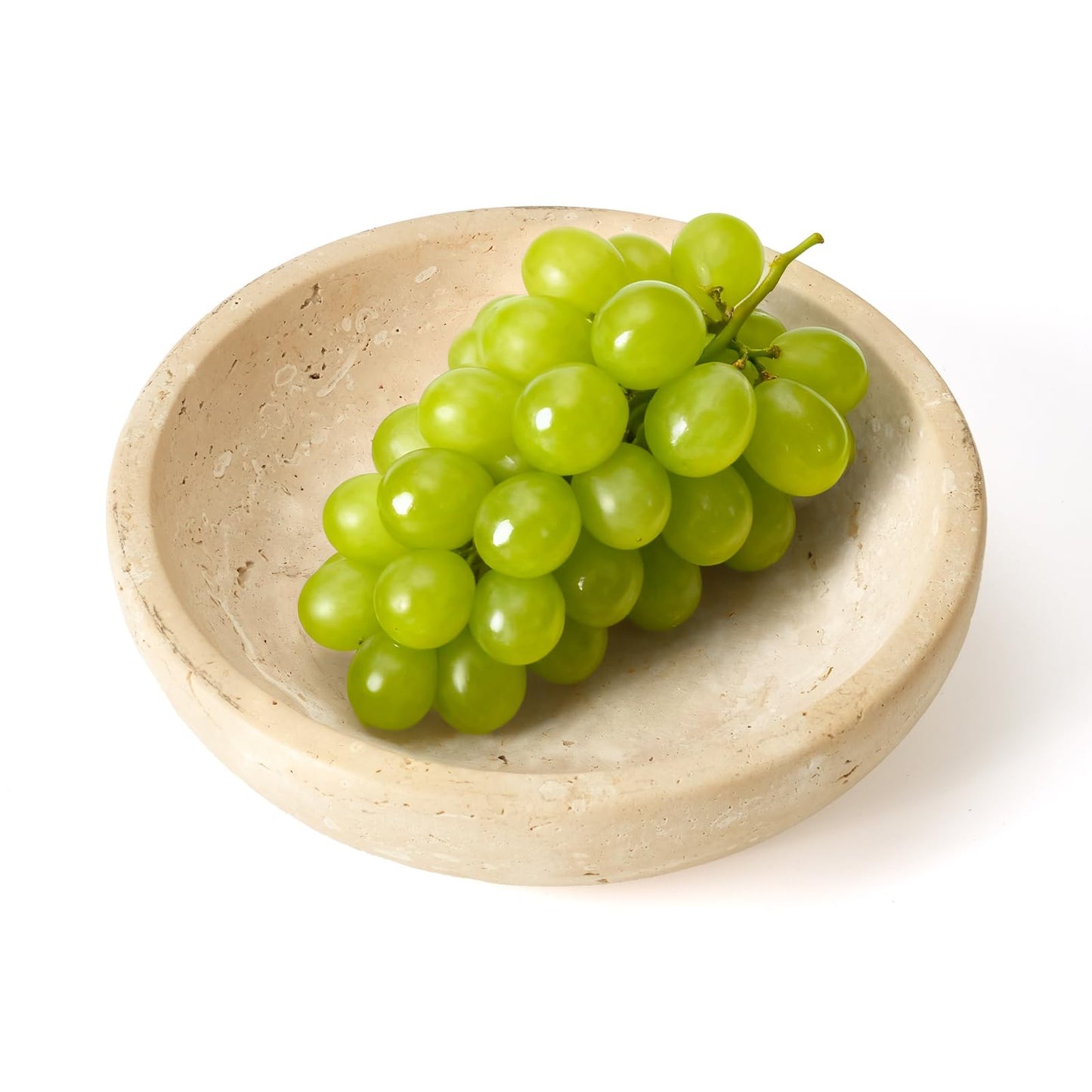 Dendrovia Marble Bowl Decorative, 7.8’’ Entryway Travertine Bowl For Keys Fruit Candy Jewelry, Natural Stone Bowls for Entry Table, Organic Modern Home Decor for Centerpieces, Beige