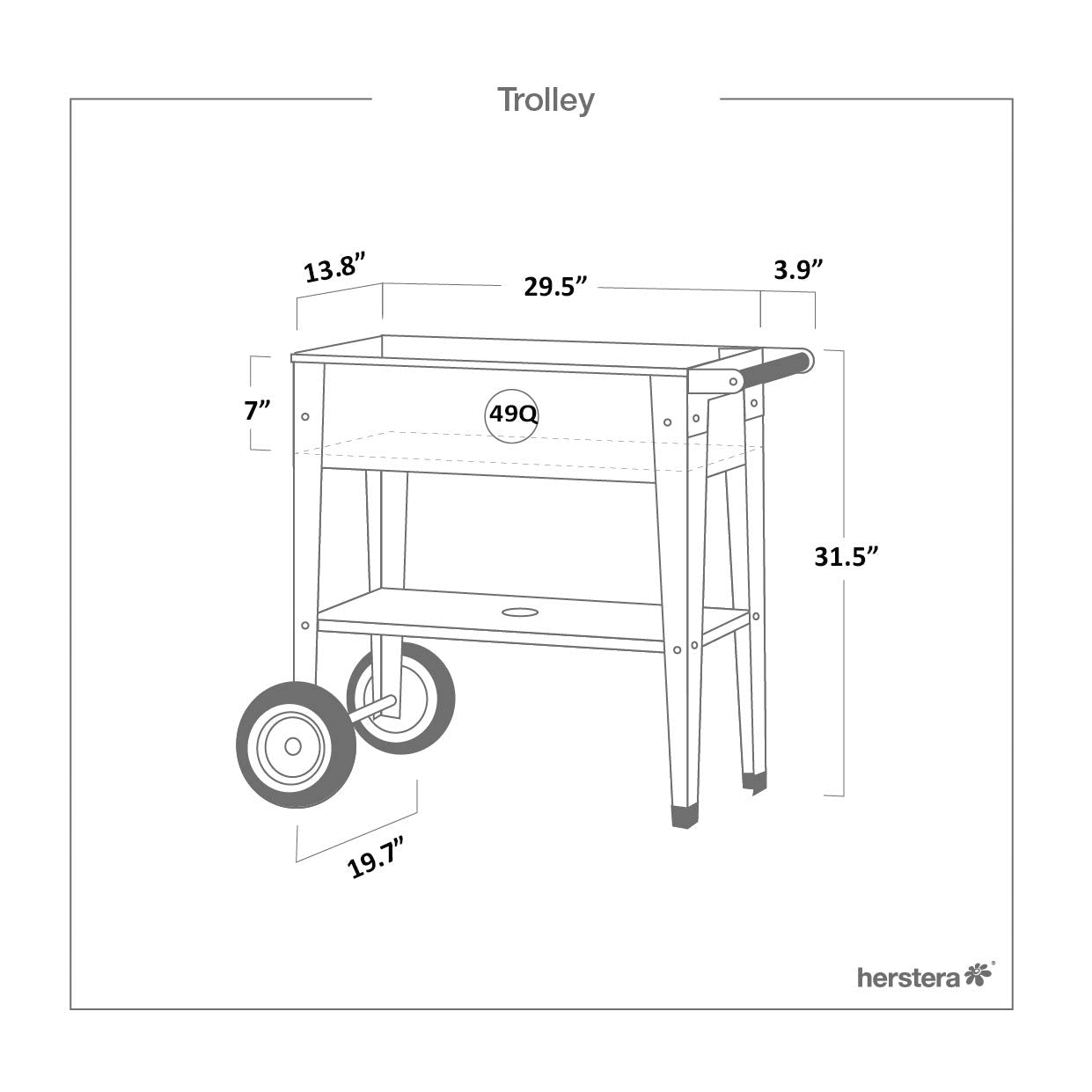 Herstera Raised Garden Bed with Wheels, Galvanized Steel Rectangular Elevated Planter Trolley with Cart Wheel & Drainage Hole, Ideal for Gardens, Indoor or Outdoor Patio/Porch, Silver