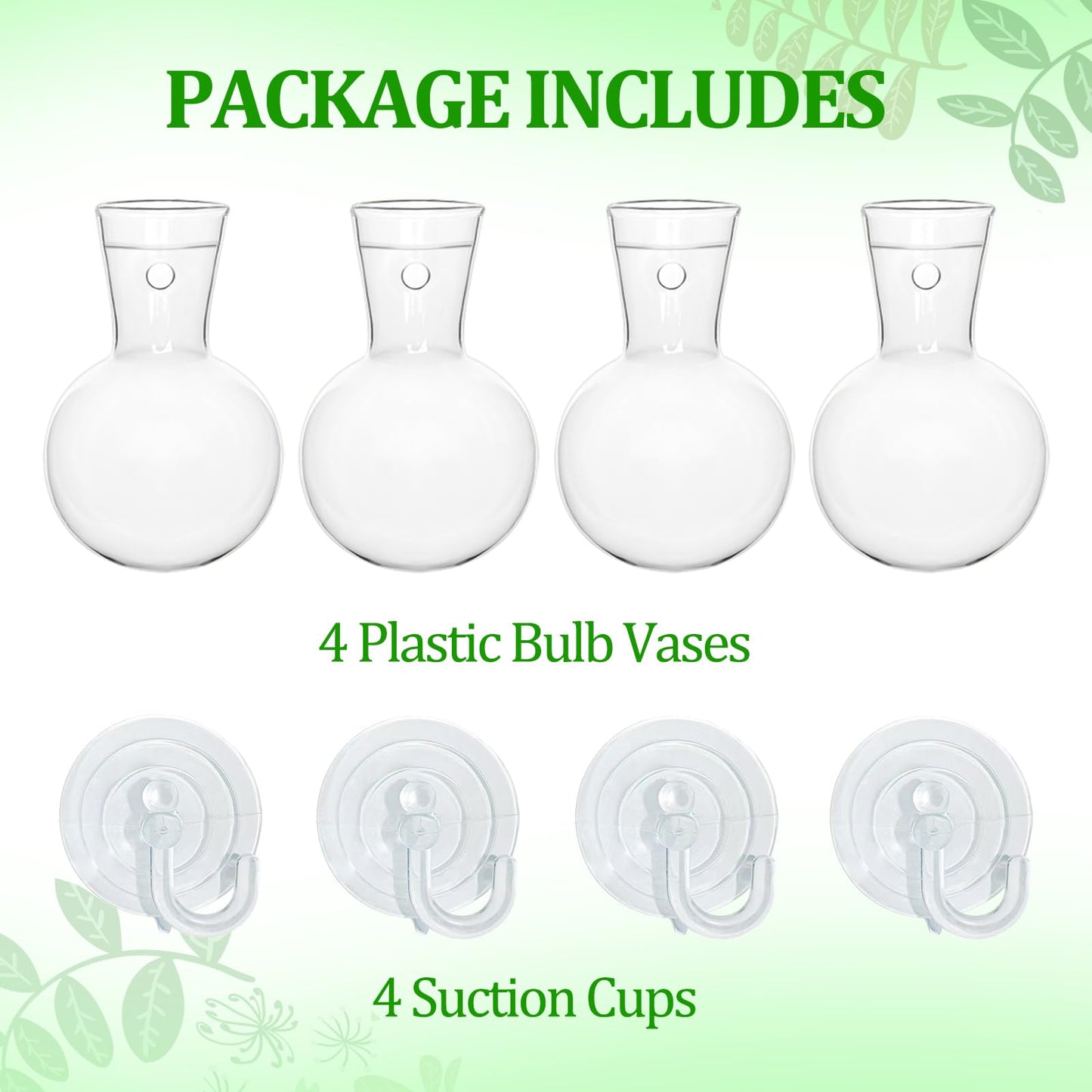 Bunmery 4 pcs Window Propagation Stations, Suction Cup Plastic Plant Propagation Bulbs, Easy to Install Wall Hanging Planter, No Nails Plastic Plant Terrarium Vase