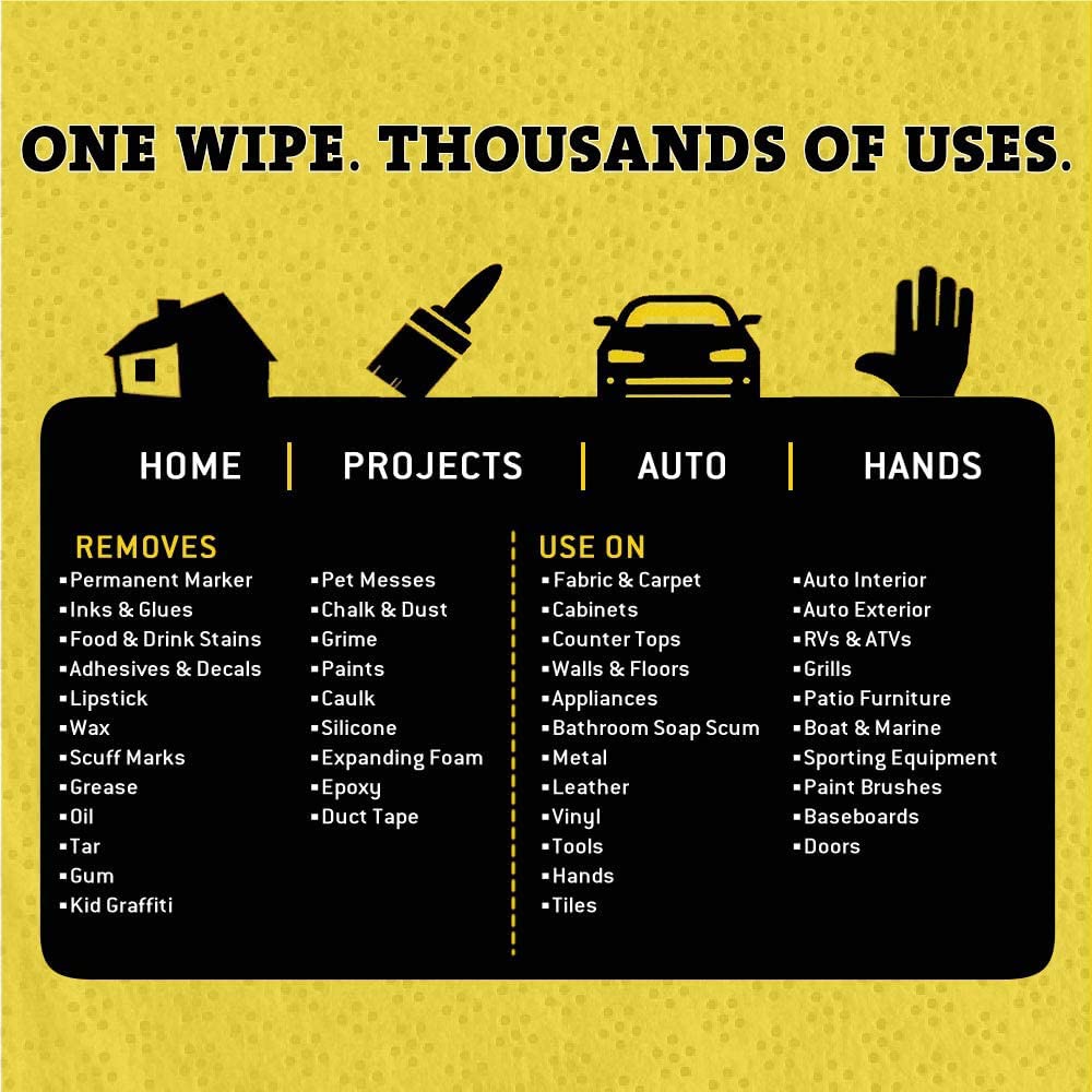Tub O' Towels Heavy-Duty Multi-Surface Cleaning Wipes – Extra-Large 10" x 12", 90-Count Canister – Removes Grease, Tar, Ink & Tough Stains – Safe for Home, Auto, Garage & More