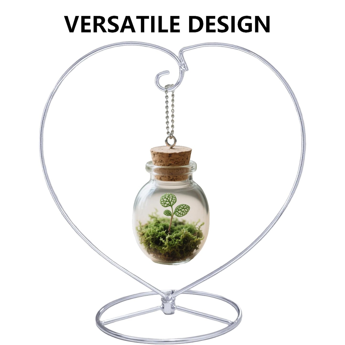 YY YEARCHY Ornament Display Stand for Hanging Glass Globe Ball, Air Plant Flower Holder (Silver, 9" x 8.8")