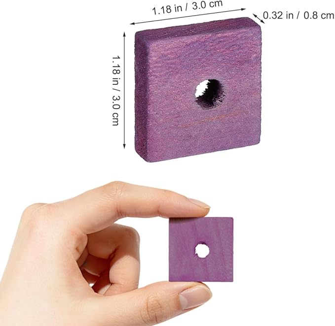 NOLITOY 100Pcs Wooden Parrot Chewing Toy Blocks with Hole Bird Bite Toy for Cockatiels Parakeets Macaws African Grey DIY Wood Chip Design for Pet Entertainment and Skill Development