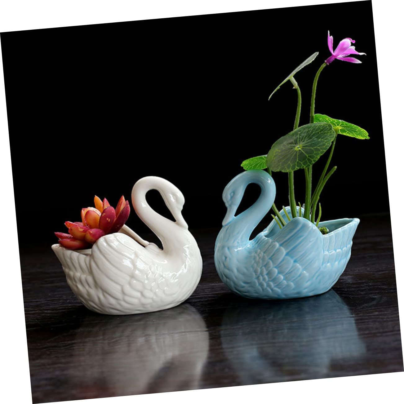 BCOATH White Swan Succulent Planter Pot - Household Plant Container - Decorative Succulents Pot Planter - Outdoor Decor - Animal Statue Ceramics Candle Holder - No Holes