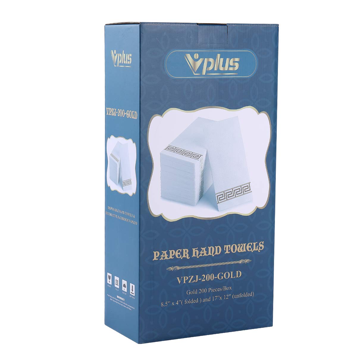 Vplus 200 PACK Guest Towels Disposable Bathroom, Decorative Bathroom Napkins, Soft and Absorbent Disposable Dinner Napkins Cloth Like for Kitchen, Parties, Weddings, Christmas Party(Gold)
