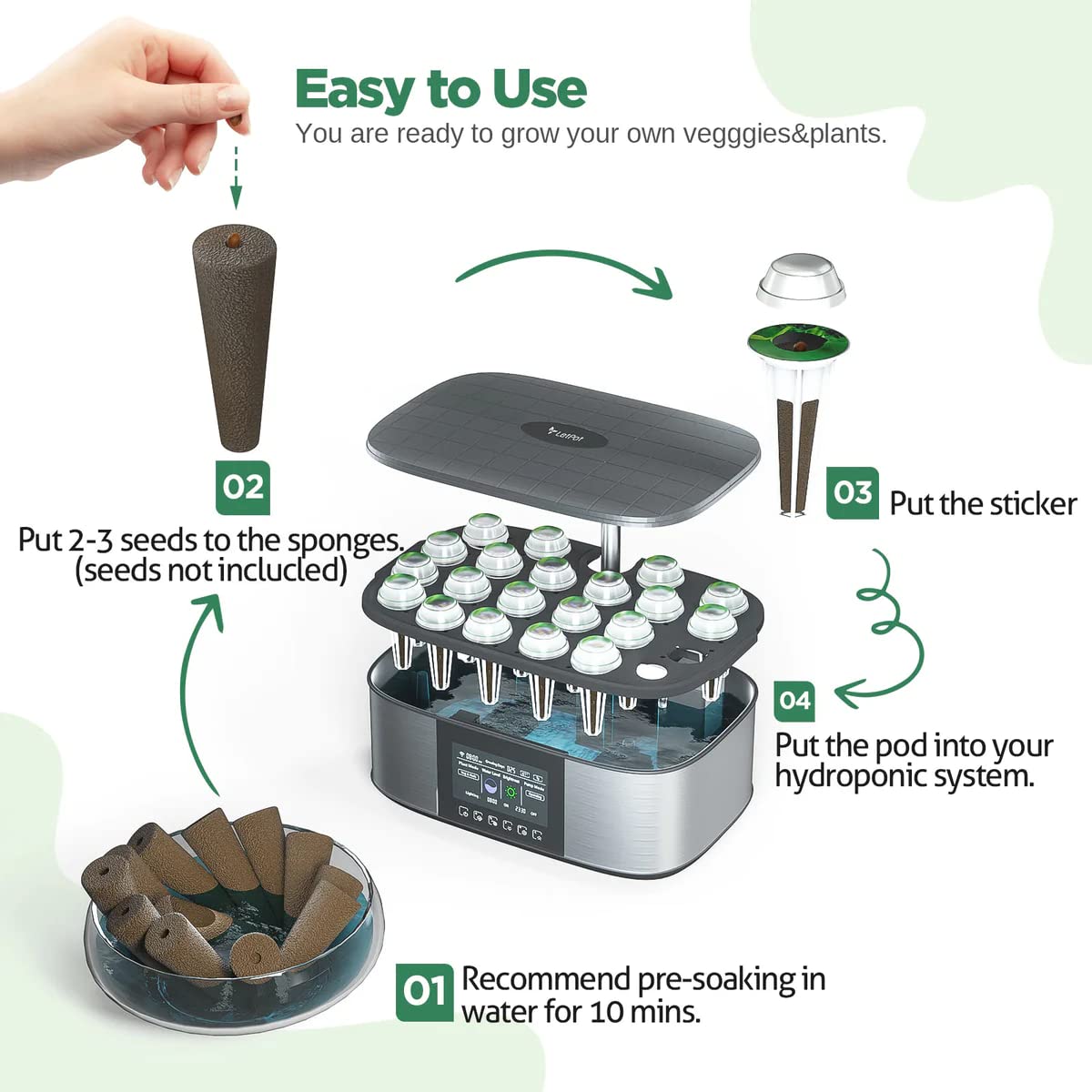 LPH-Air Hydroponics Growing System with 172 PCS Seed Plant Kits