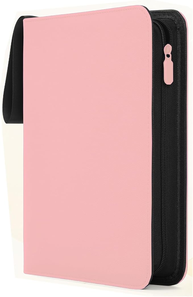 4 Pocket Card Binder,400 Capacity Trading Card Binder 4 Pocket, Refillable 3 Ring MTG Binder with Removable Pages,Waterproof Small Card Book Holder for Trading Cards,TCG&Sports Card Binder with Zipper
