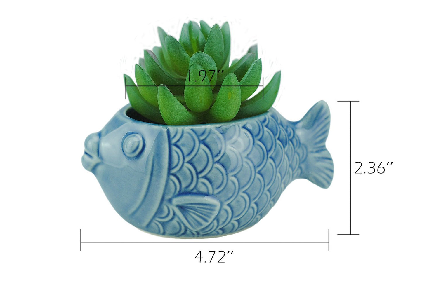 VanEnjoy 5" Ceramic Succulent Pot - Cute Ocean Blue Seashell Series, Conch Shaped Cactus Planter, Flower Pottery Bonsai (Seashell M)