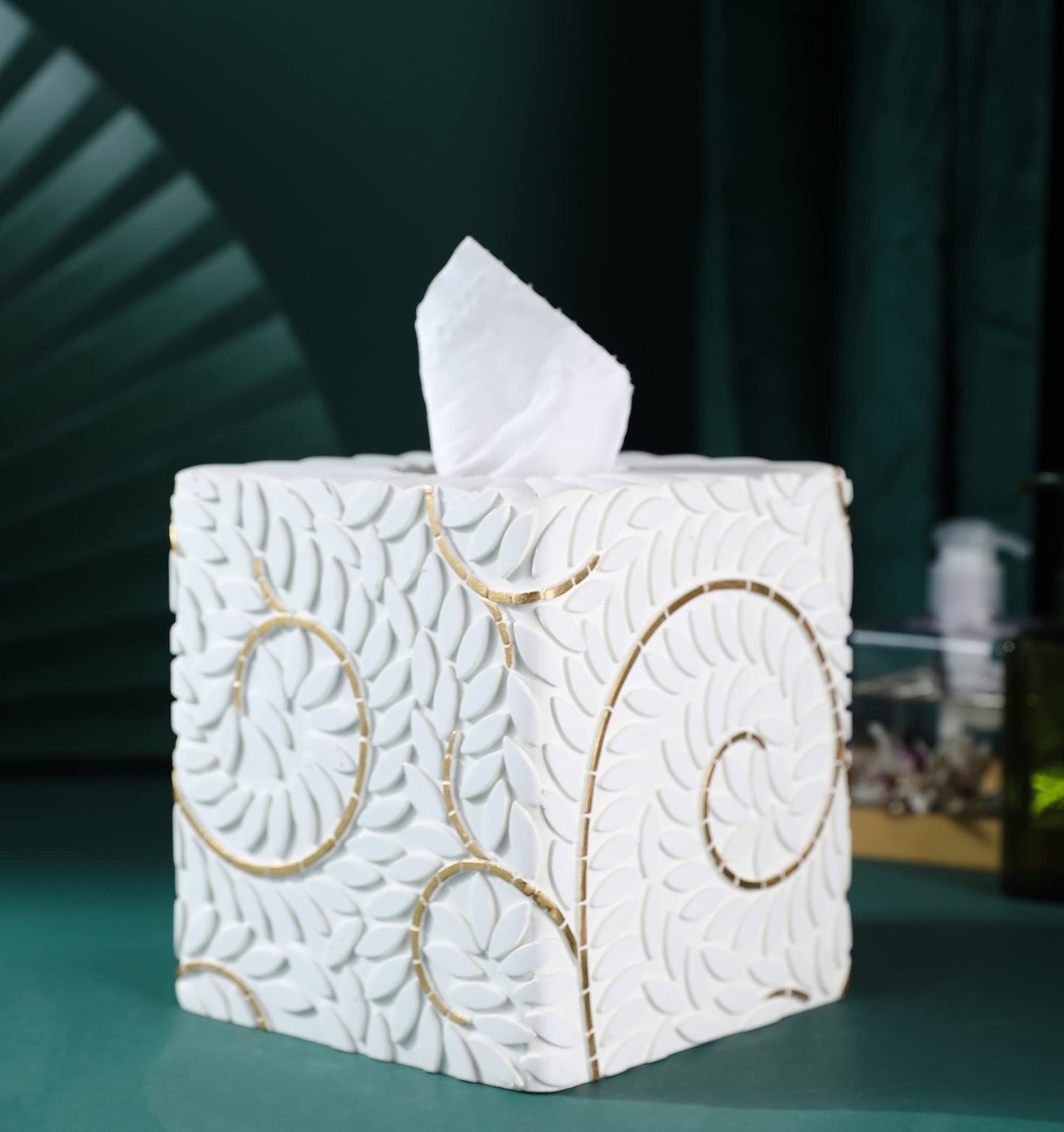 Hymmah Modern Square Tissue Box Cover Holder,Bathroom Accessories Decor Unique Design Tissue Box Cover for Bathroom Vanity Counter Tops Also Great for Bedrooms and Living Rooms