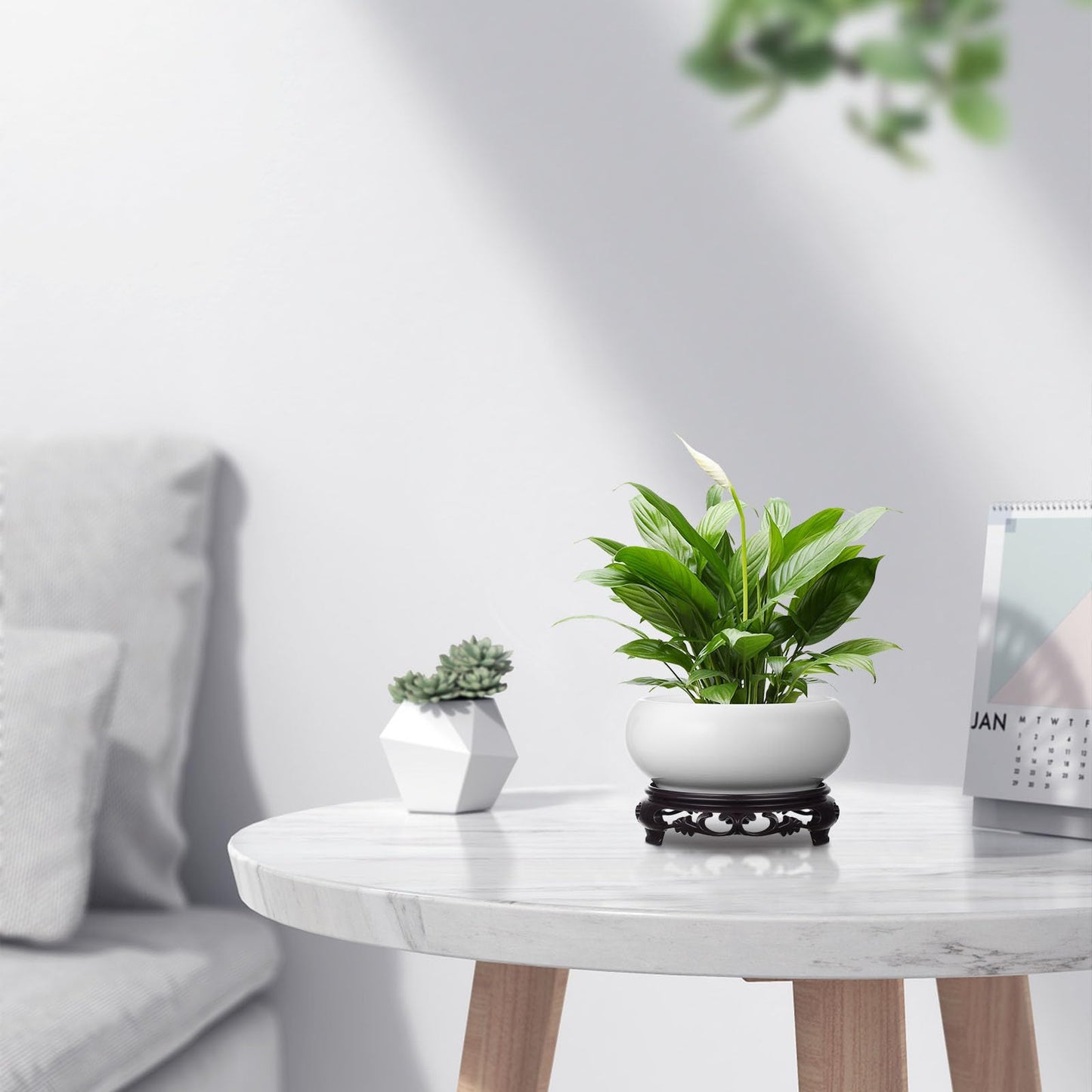 INOOMP 6.29 Inch Porcelain Hydroponic Planter Pot with Stable Base Ceramic Flower Pot for Indoor Outdoor Lotus Bowl Water Lily Plant Decoration