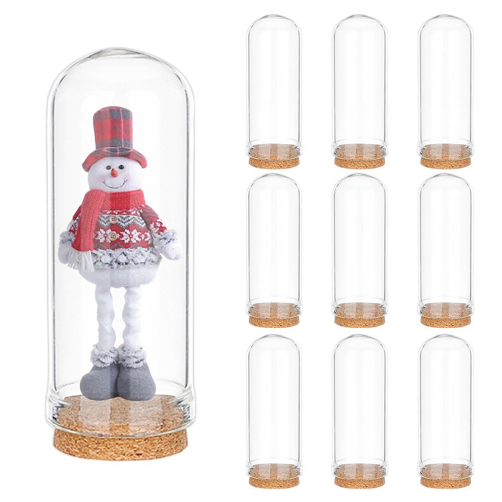 PH PandaHall 10pcs Glass Display Dome Cloche 20ml Display Bottles Bell Jar with Cork Base Glass Decoration Bottles for Wedding, Fairy Party Favors, Crafts, Christmas Decorations 1.1x2.8inch