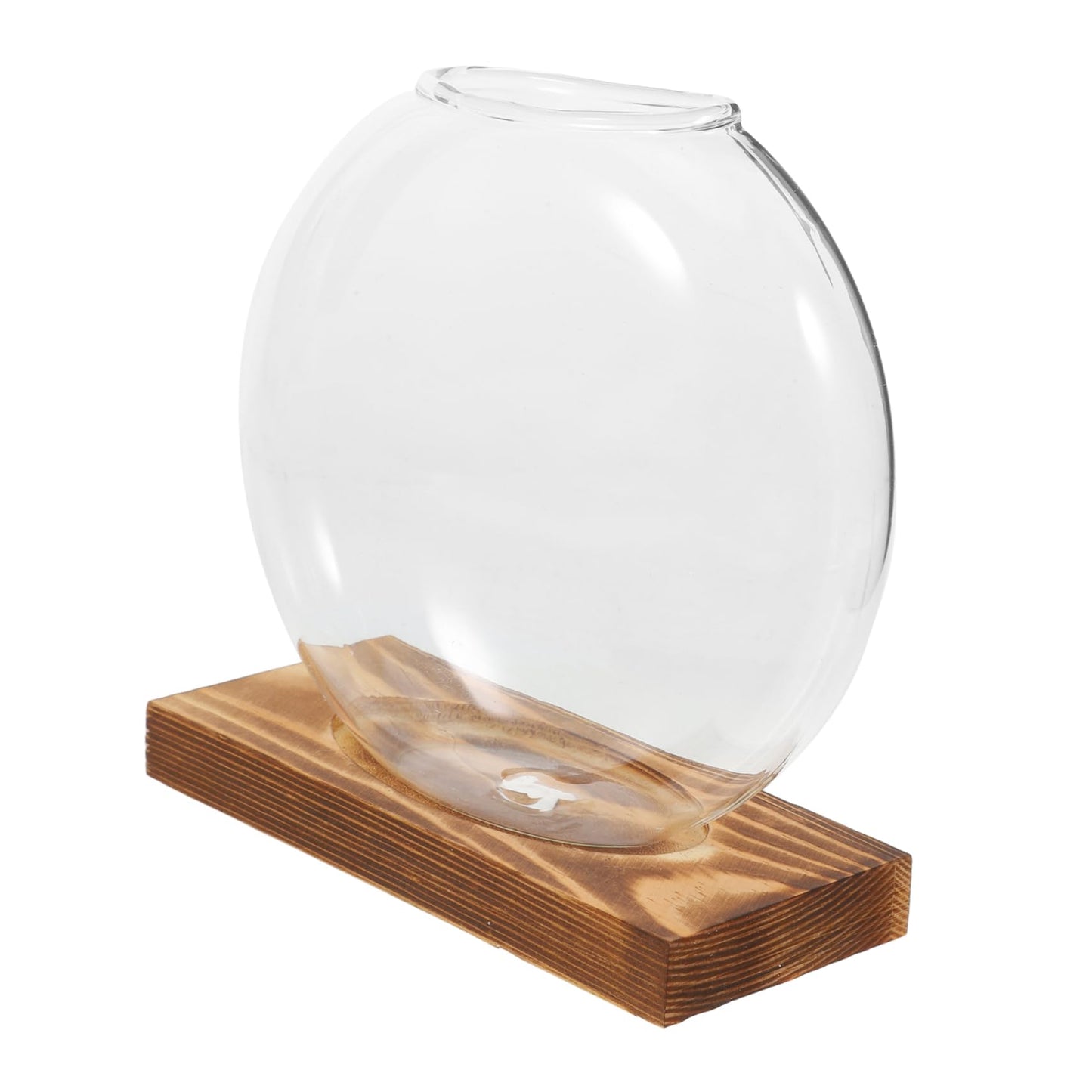 Levemolo Glass Terrarium Jar Plant Decorations Hydroponic Vase Wooden Base for Warming