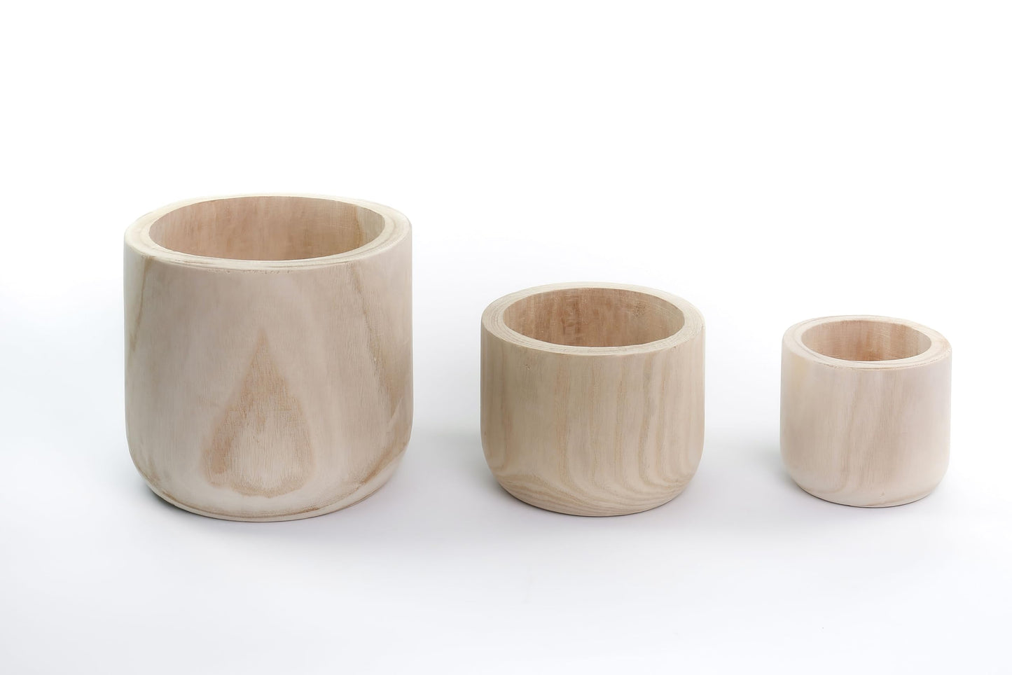 CYS EXCEL 8.25'' Natural Cylinder Planter Lightweight Natural Wood Cachepot for Indoor Plants, Succulents, Herbs, Home & Office Decor