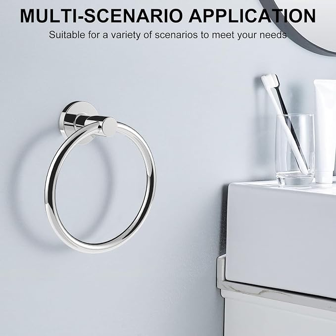 SetSail Towel Holder for Bathroom Wall Stainless Steel Hand Towel Ring Heavy Duty Towel Hanger for Bathroom, Mirror Silver