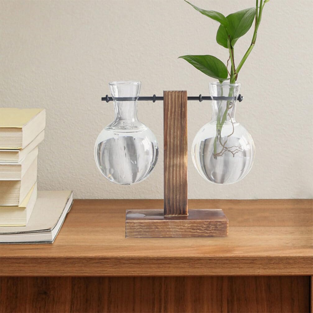 Toddmomy Hydroponic Glass Planters 2-Pack Clear Bulb Vase Accessories for Indoor Plant Propagation Table Centerpiece Home Decor Terrarium Display 3.93X2.75X2.75In