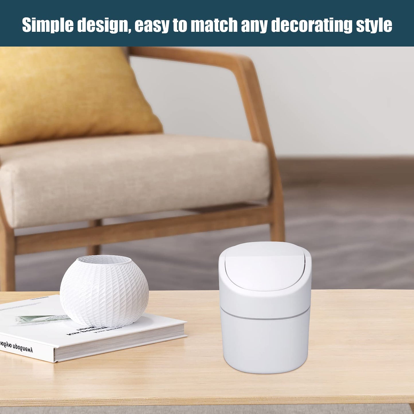 Business King Mini Desk Trash Can with Lid with Trash Bags 180 Pcs Swing-Lid Tiny Countertop Garbage Bin Small Table Top Plastic Covered Waste Basket