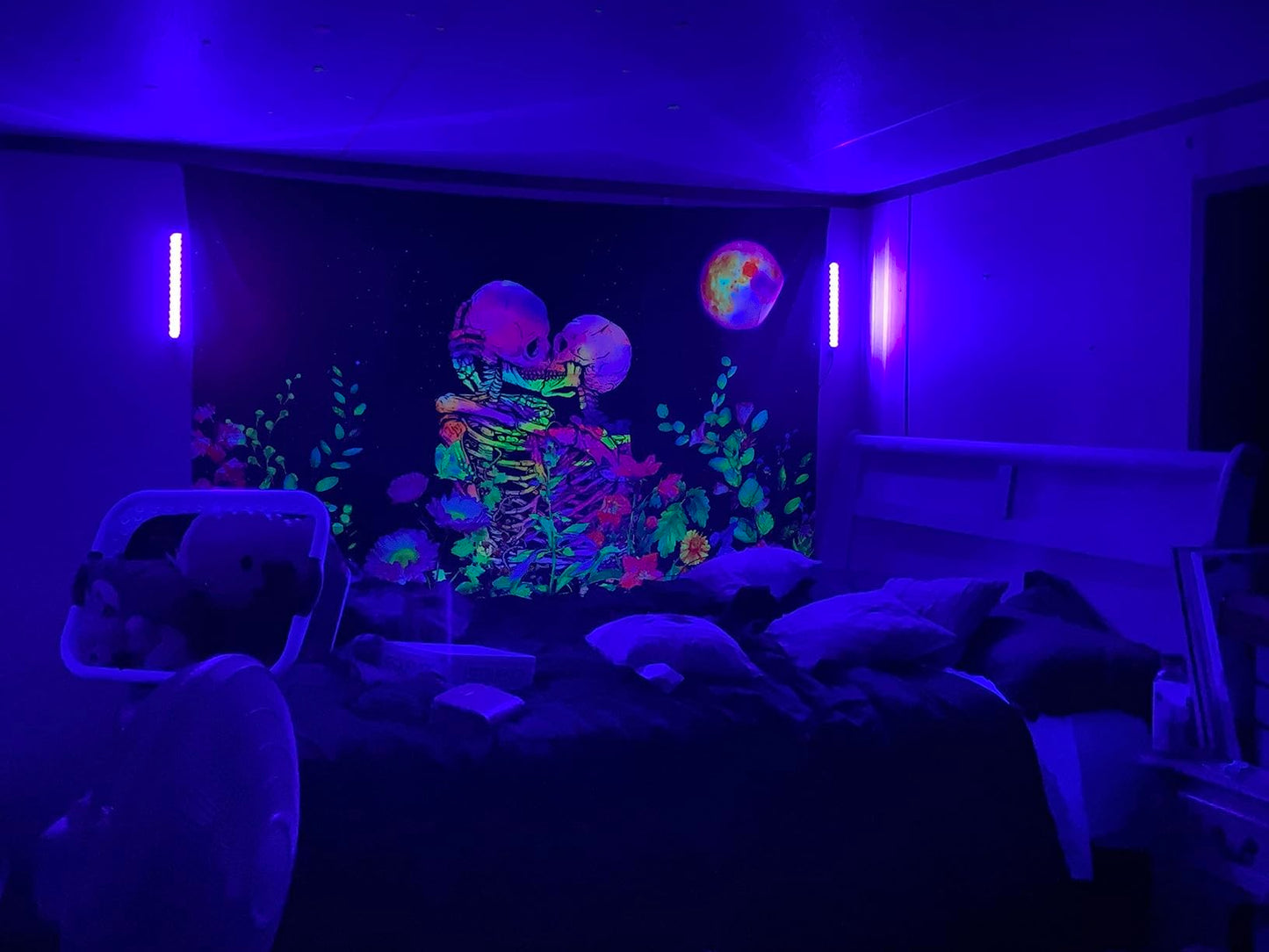 Black Light Bar 10W 1ft LED Blacklight for Fluorescent Tapestry Poster Body Paint Glow Party UV Strip Lights for Cabinet and Display Magnetic THLITURE 2 Pack
