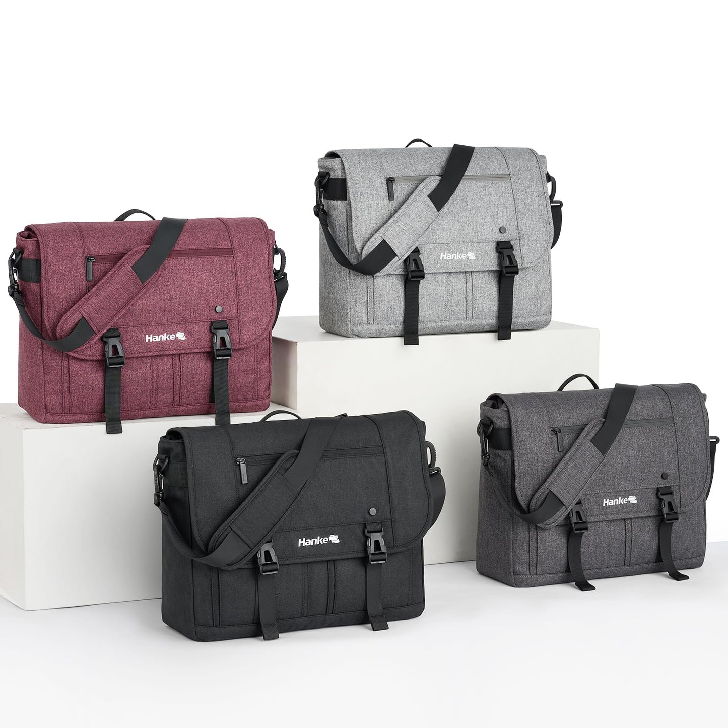 Hanke Durable Messenger Bag for Men with 15.6 Laptop Case, Business Cross Body Bag Briefcase for Women,School or Work Tote Bag Large Messanger Bag.(Dark Grey)