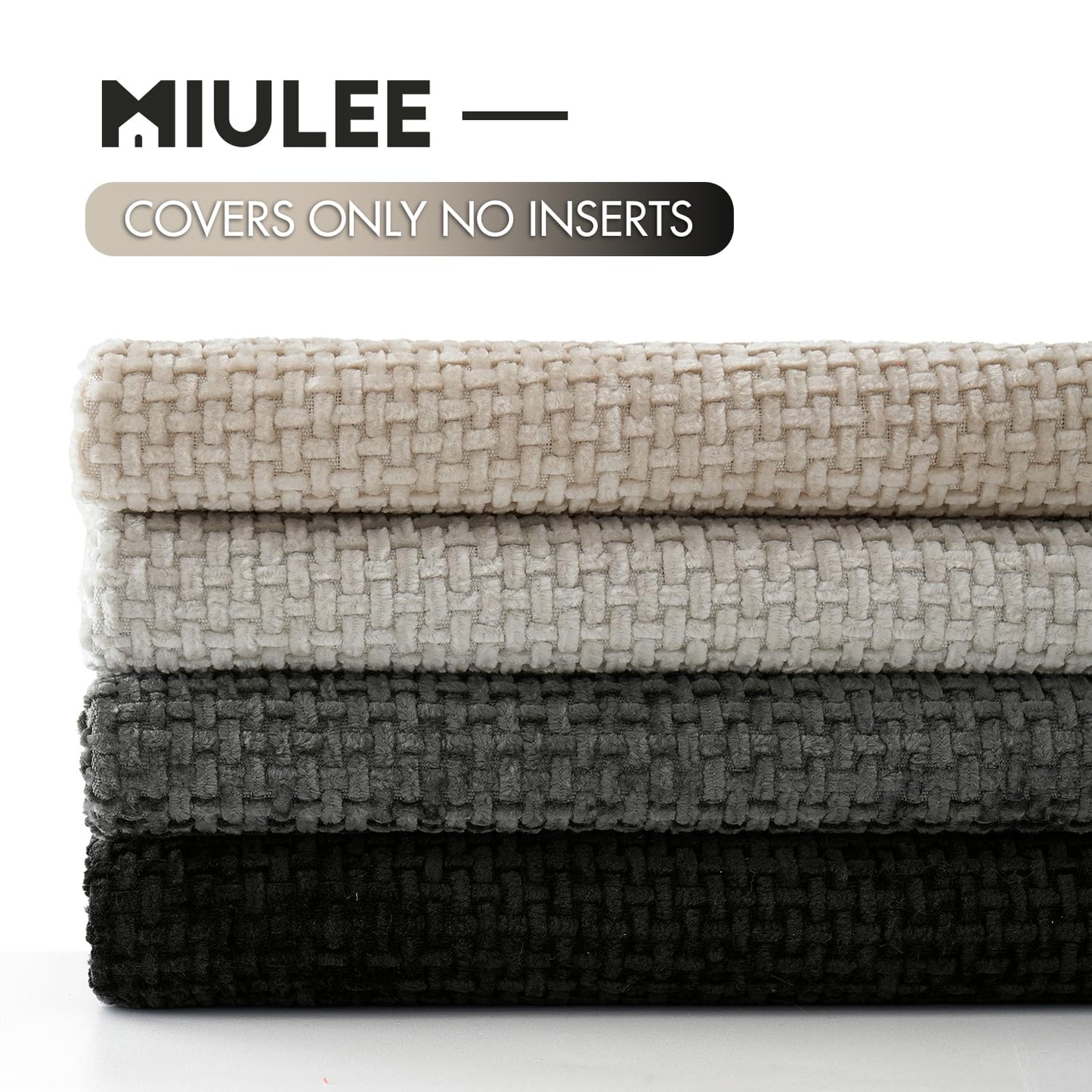 MIULEE Pack of 4 Couch Halloween Throw Pillow Covers 18x18 Inch Neutral Cream/Grey Soft Decorative Chenille Pillow Covers Farmhouse Accent Cushion Covers for Boho Home Decor Sofa Bedroom Living Room