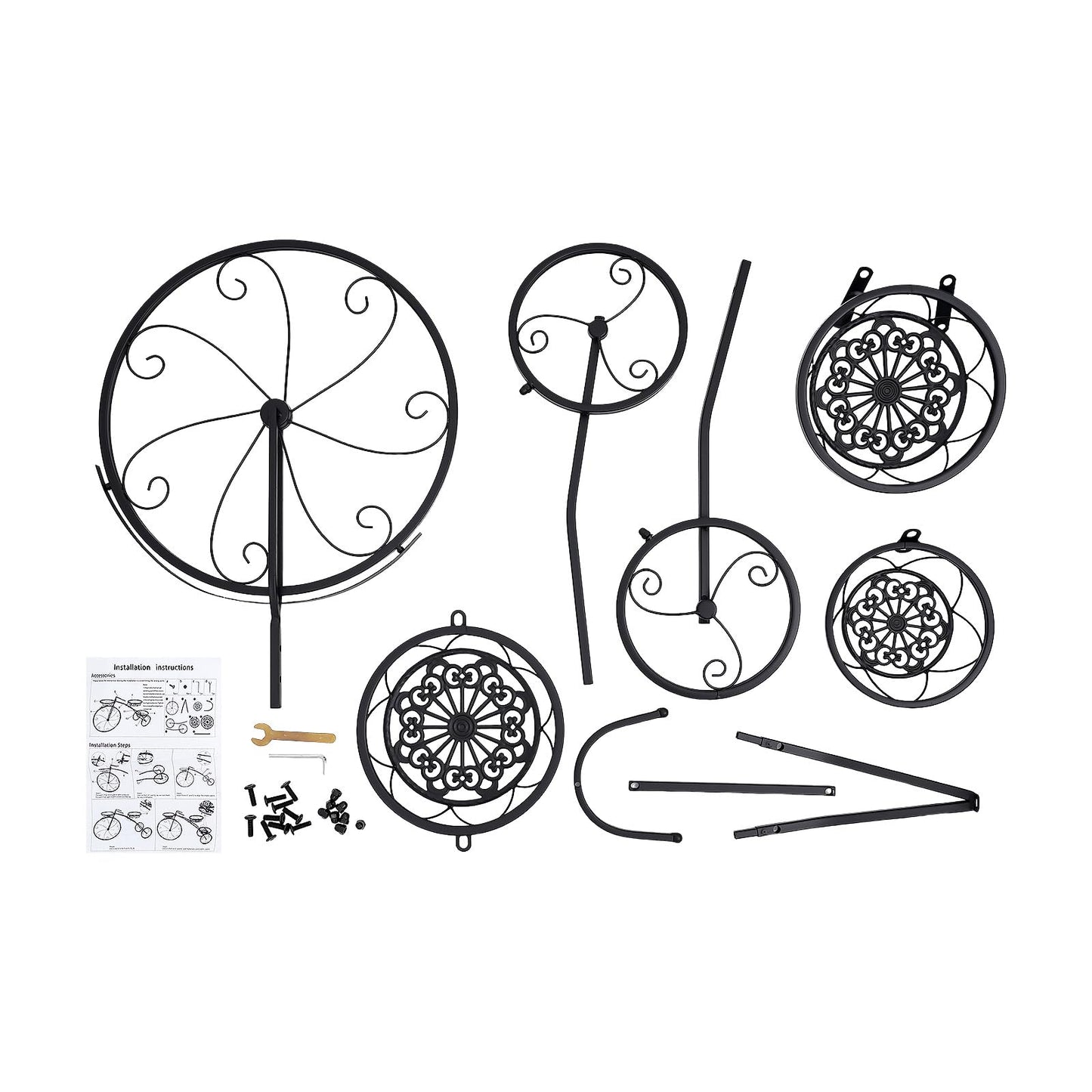 HCYHSLH Metal Bicycle Planter, 3 Tier Bicycle Flower Stand, 22 lbs Capacity Black Plant Pot Display Holder, 4.41lbs Indoor Outdoor Garden Patio Decor w/3 Flower Baskets, for Balconies