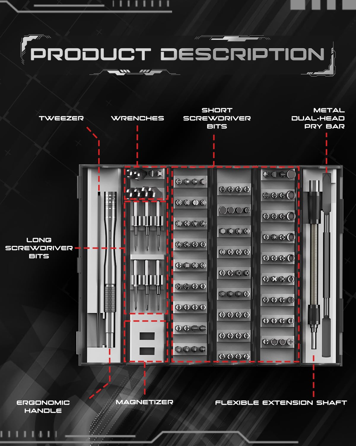 VMAN 128 in 1 Electronics Precision Screwdriver Set, Professional Magnetic Repair Tool Kit with 122 Bits for Computer, PC, iPhone, Laptop, Game Console, Watch, Xbox, PS5, MacBook, Ring Doorbell