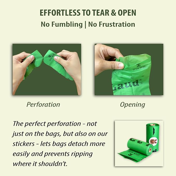 PetLaud Plastic-Free Compostable Dog Poop Bags Rolls — Extra Thick, Leakproof, ASTM D6400 Certified — 240 Bags