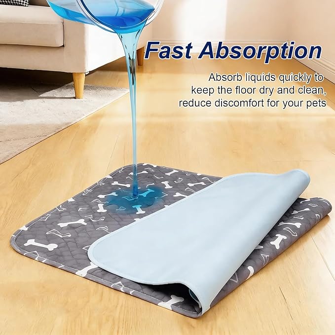 Puppy Pads with Pheromones, Washable Pee Pads for Dogs Potty Training, Reusable Dog Mat with Pet Hair Removal Gloves for Playpen, Crate, Whelping Box (Brown,L)