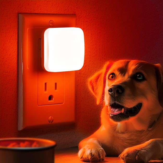 Briignite Red Night Lights Plug into Wall, Nightlights with Light Sensor Dusk to Dawn, 0.3W Square Plug in Night Light for Kids, Red Night Light for Bathroom Bedroom Kitchen, 2 Pack LED Night Lights