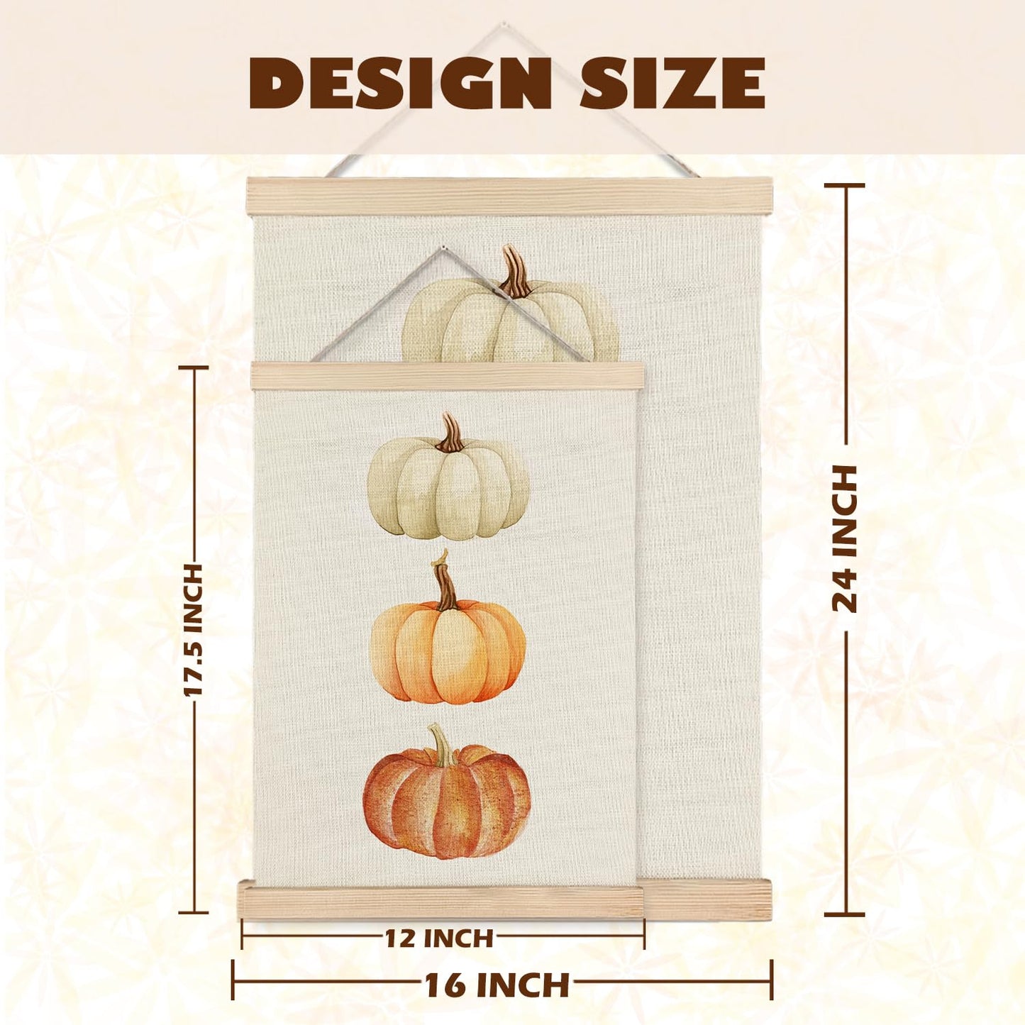 LUVADIAN Fall Pumpkin Decor, Fall Wall Decor Poster Hanger Frame, Autumn Wall Art Posters, Falls Decorations for Home, Farmhouse Autumn Decorations Posters, 12x16 Inches