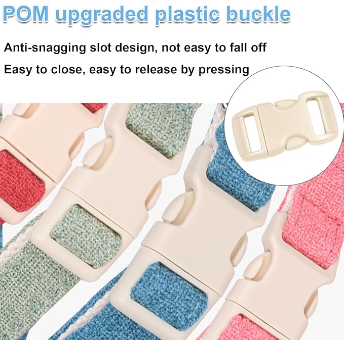 Cotton Hemp Dog Collar with Leash, Soft Adjustable Dog Collars with Plastic Safety Buckle, Cute Heavy Duty Pet Collar for Small Medium Large Dogs