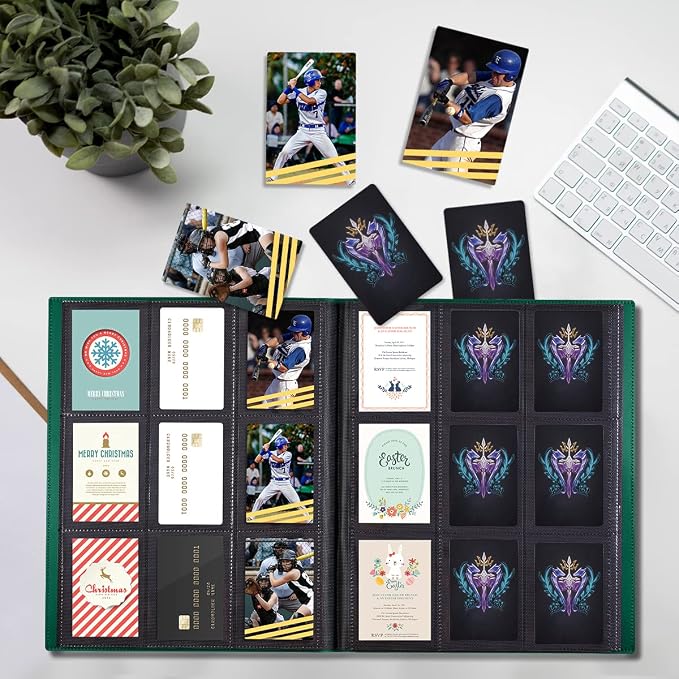 Card Binder, 360 Pockets Upgraded Trading Card Binders, Cards Collection Binder 9 Pocket, Side Loading Yugioh Binder Book Holder for MTG, TCG, Sport, Football, Baseball Collector Cards - Green
