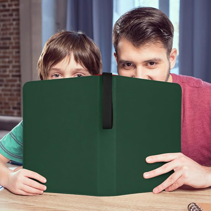 GERMUN 3 Ring 9 Pocket Zipper Card Binder, 720 Double Sided Standard PU Trading Card Album Folder for TCG & Sports Cards, Not Fit Top Loaders (Dark Green)