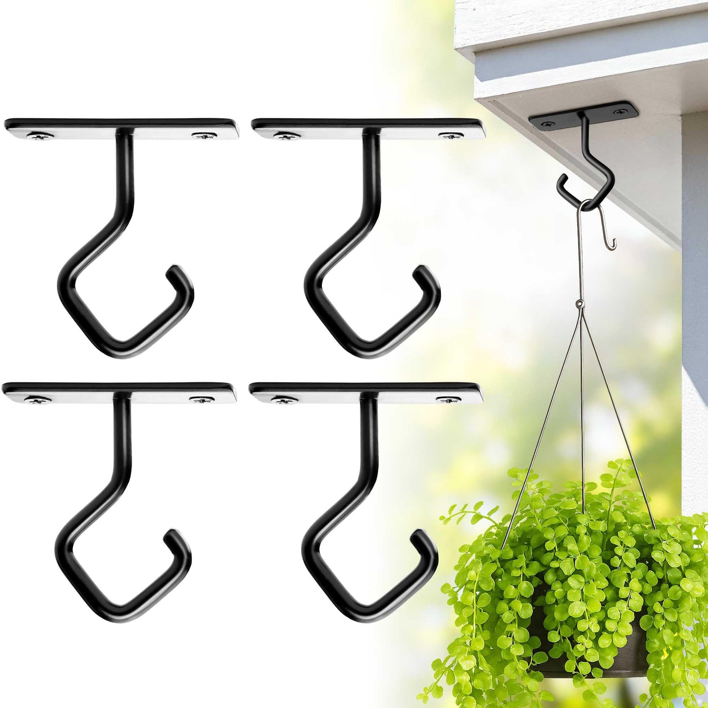 AJART Ceiling Hooks for Hanging Plants: Iron Plant Hanger for Wall Mount - 4 Pack/2.5 Inch Ceiling Hook for Indoor Use
