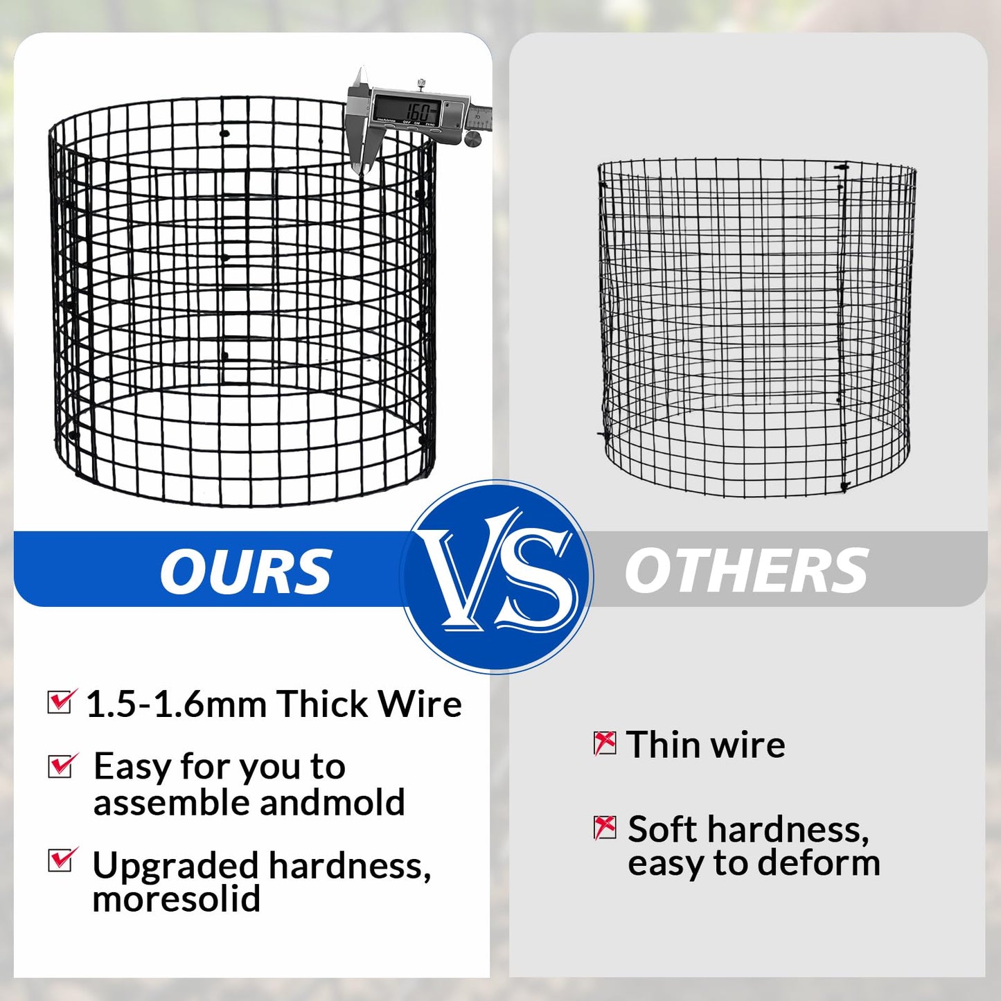 AUREZ 15 Pcs Large Wire Plant Protector from Animals, 5pack Metal Plant Cage Chicken Wire Cloche to Keep Rabbit,Squirrel Out(Black) (5pack 12''X12'')
