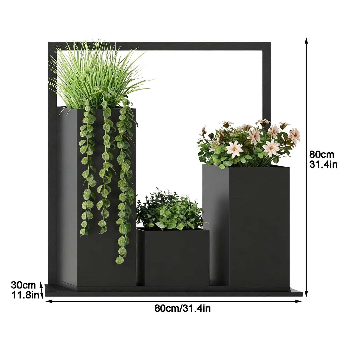 YJEUZCD Metal Large Planter Box, Outdoor Indoor Tall Long Flower Box Partition, Commercial Patio Porch Garden Partition Divider(80x80cm/31.4x31.4in)